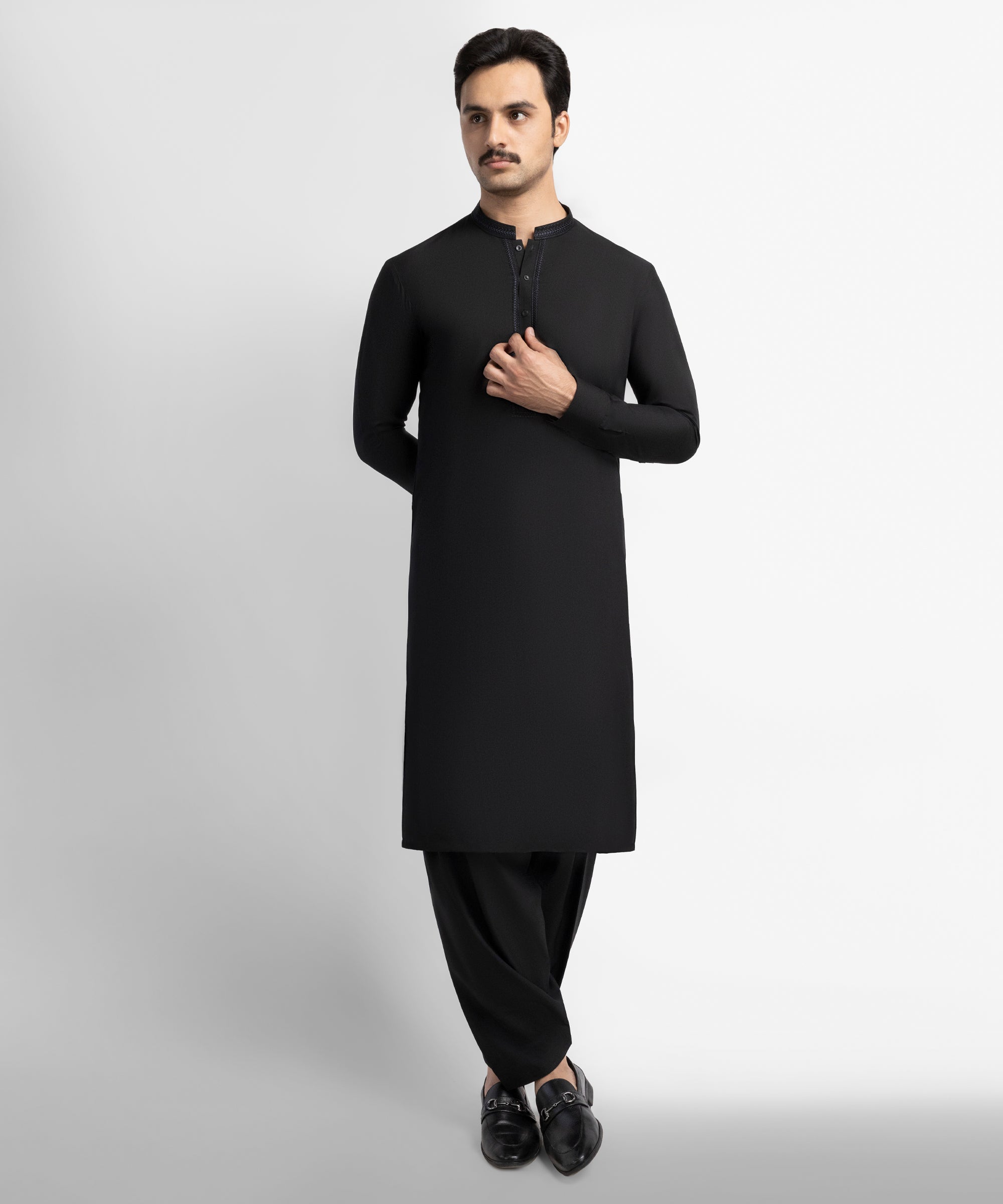 Black Semi-Formal Kameez Shalwar
