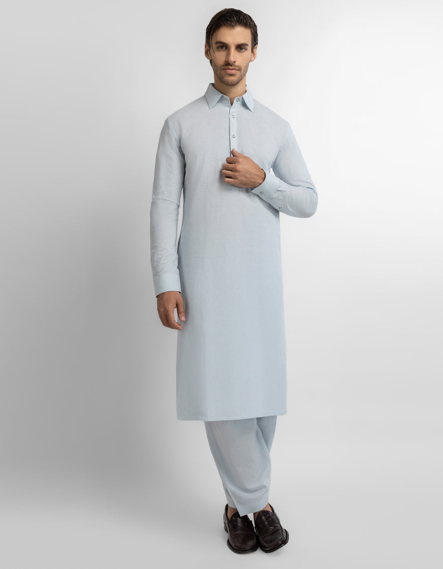 BLUE PLAIN KAMEEZ SHALWAR
