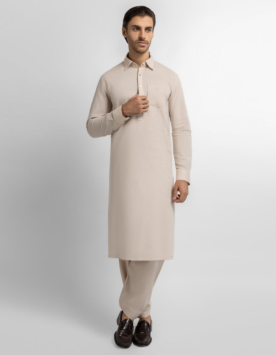 LIGHT PEACH PLAIN KAMEEZ SHALWAR