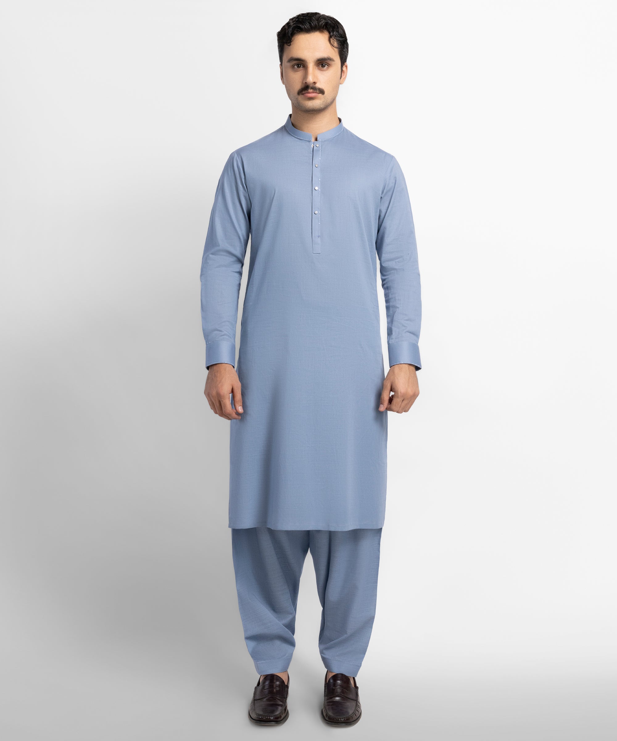 Slate Grey Cotton Semi-Formal Kameez Shalwar