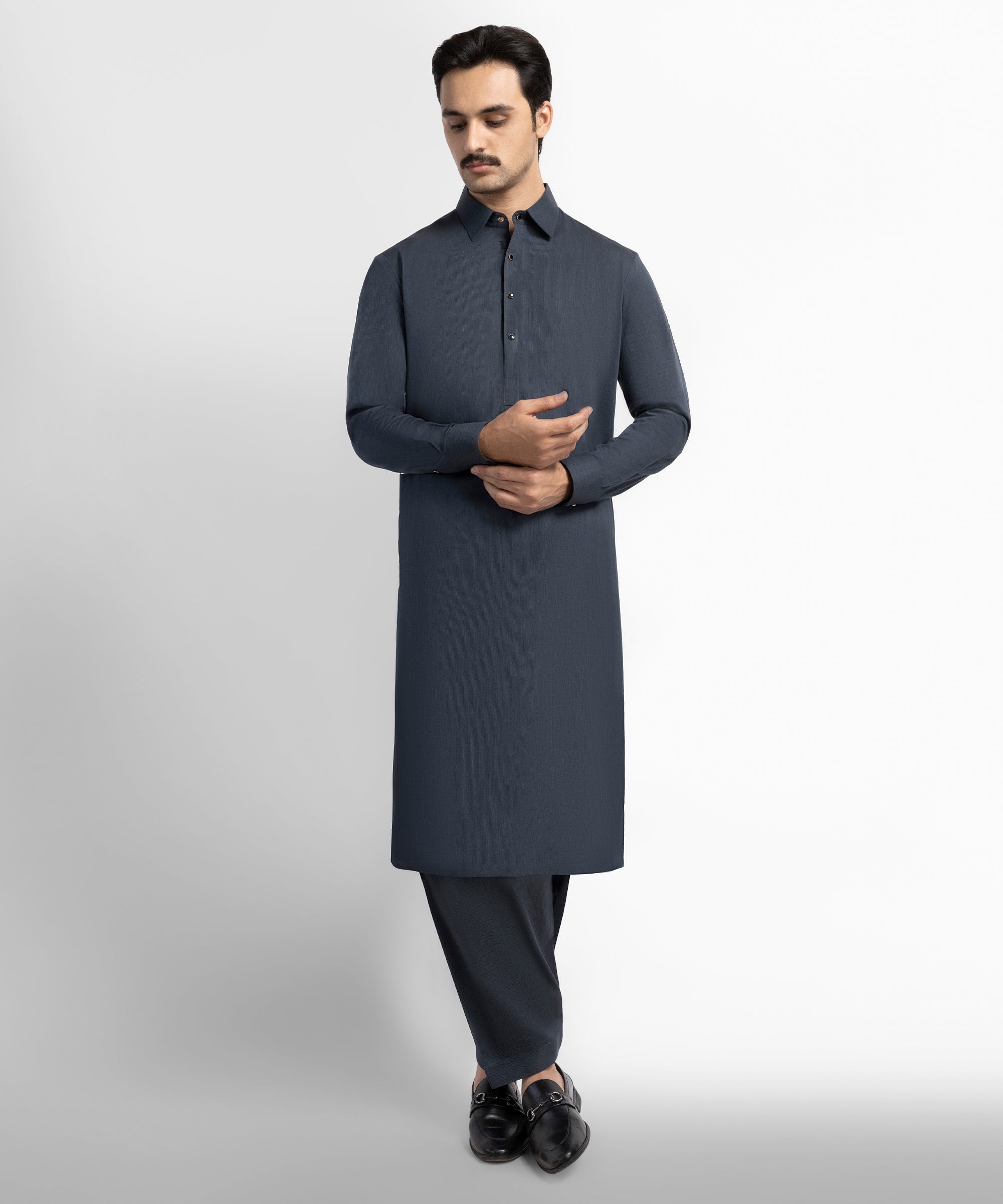 Grey Cotton Casual Kameez Shalwar