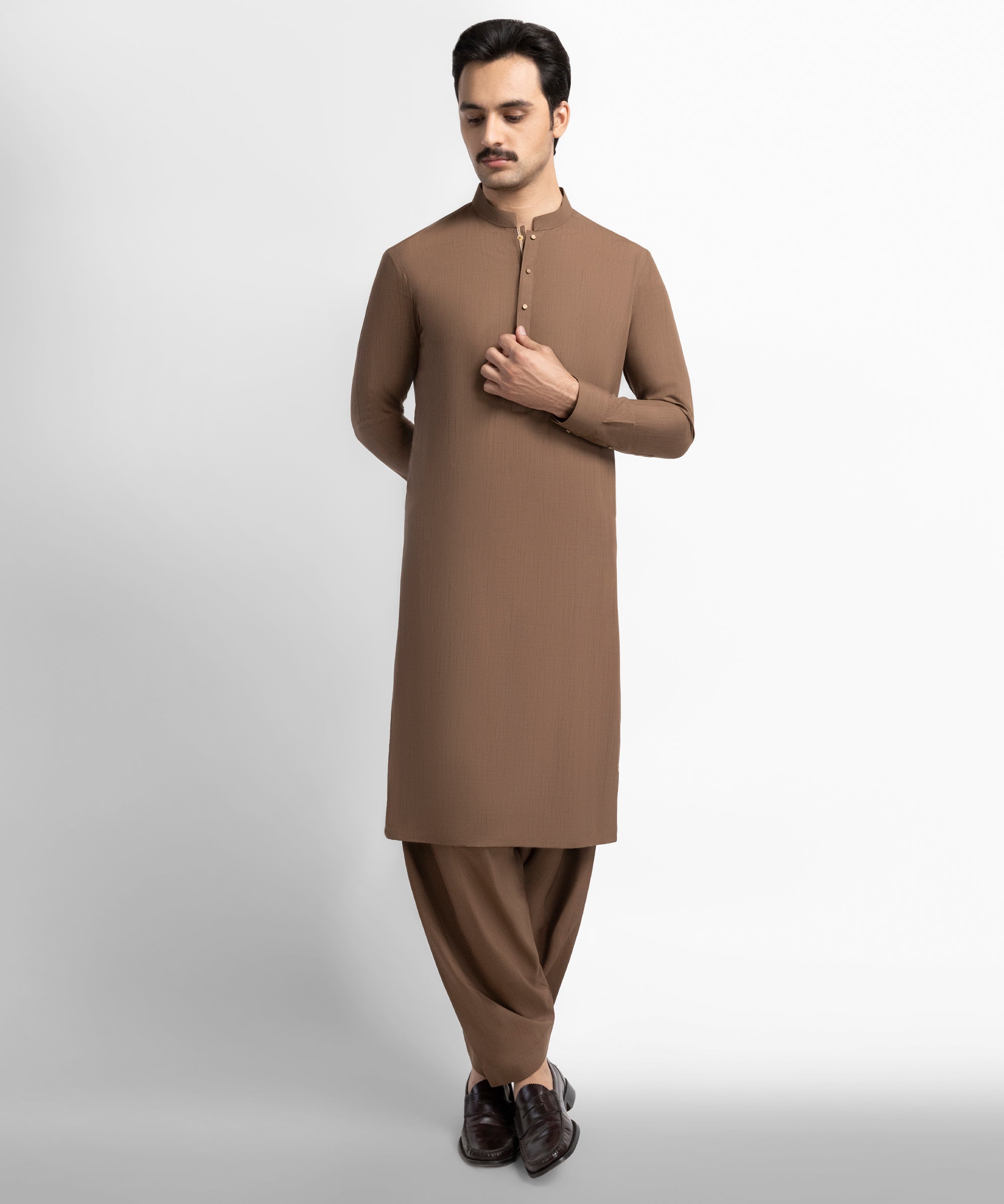Brown Casual Kameez Shalwar