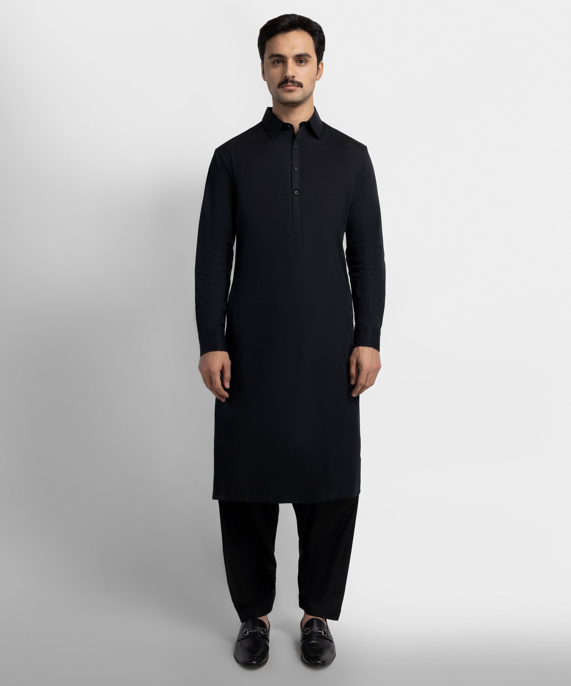 Black Cotton Casual Kameez Shalwar