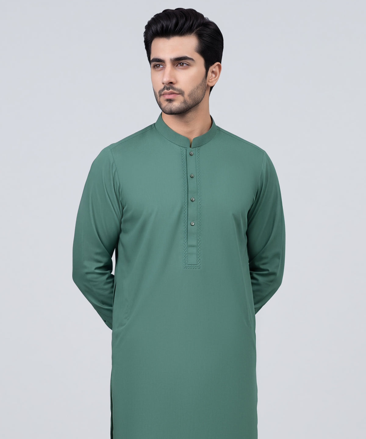 Deep Green Semi-Formal Kameez Shalwar