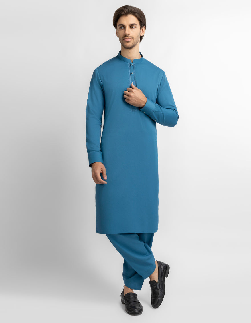 Turquoise Semi-Formal Kameez Shalwar