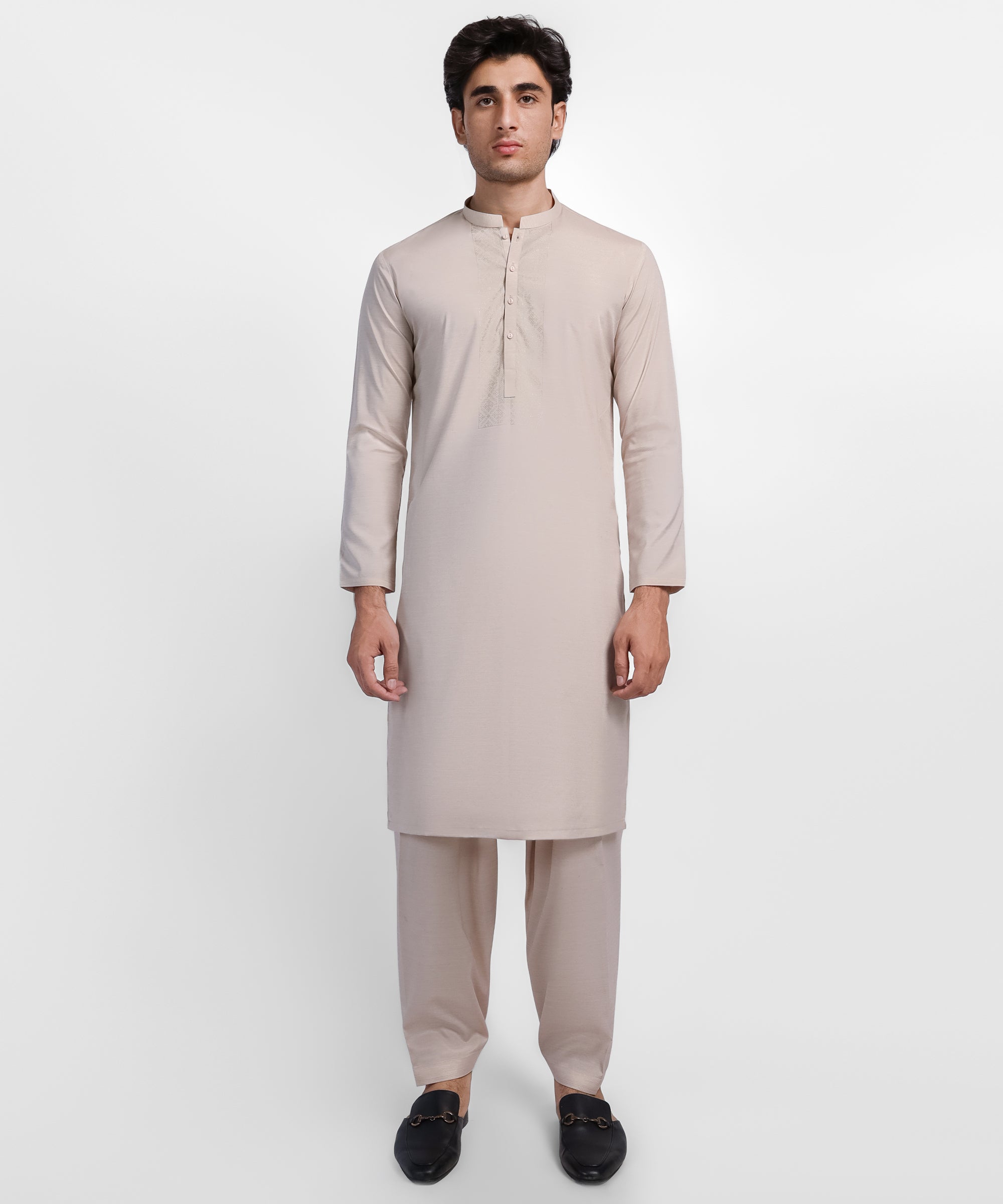 Light Peach Semi-Formal Kameez Shalwar