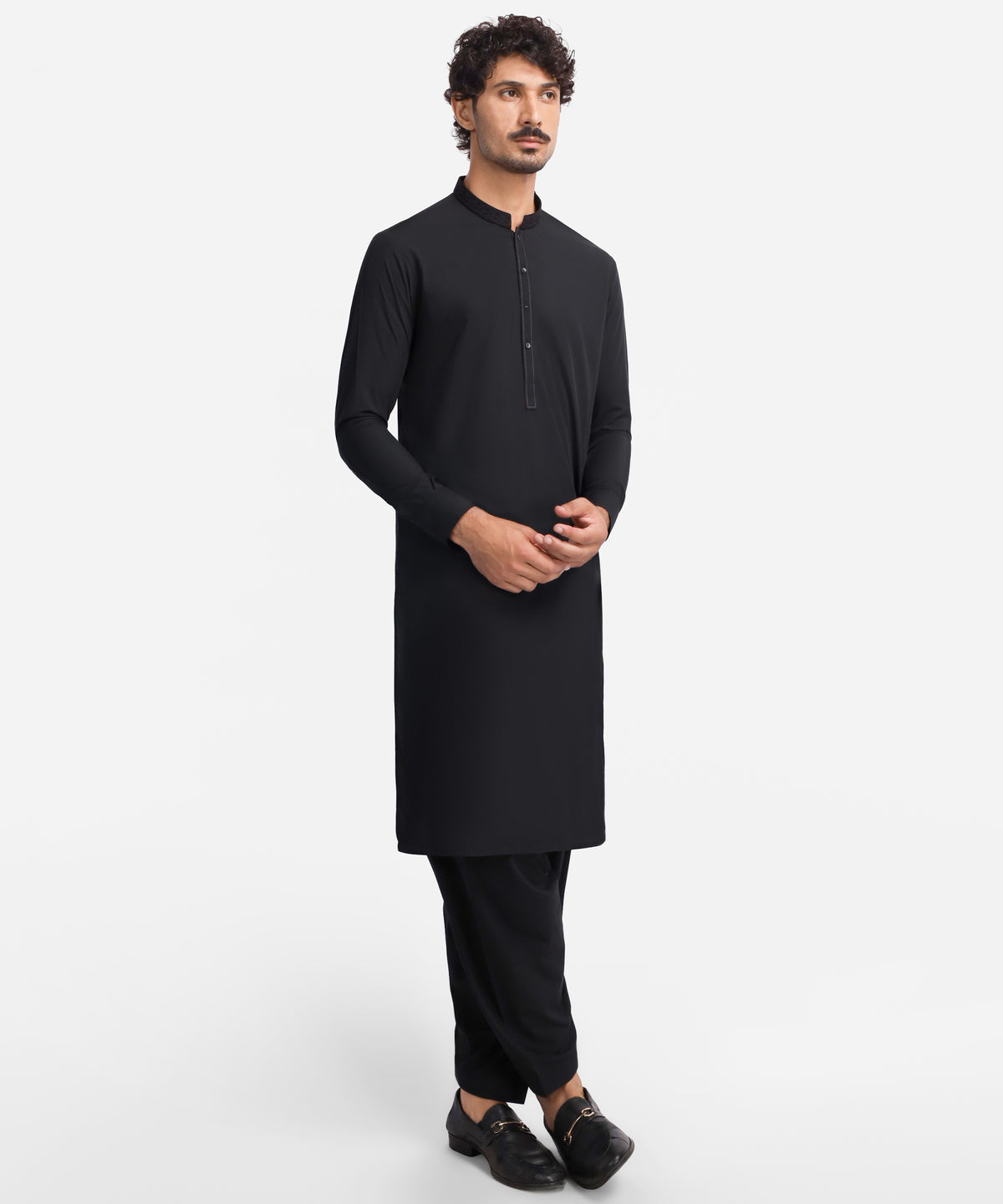 Black Semi-Formal Kameez Shalwar