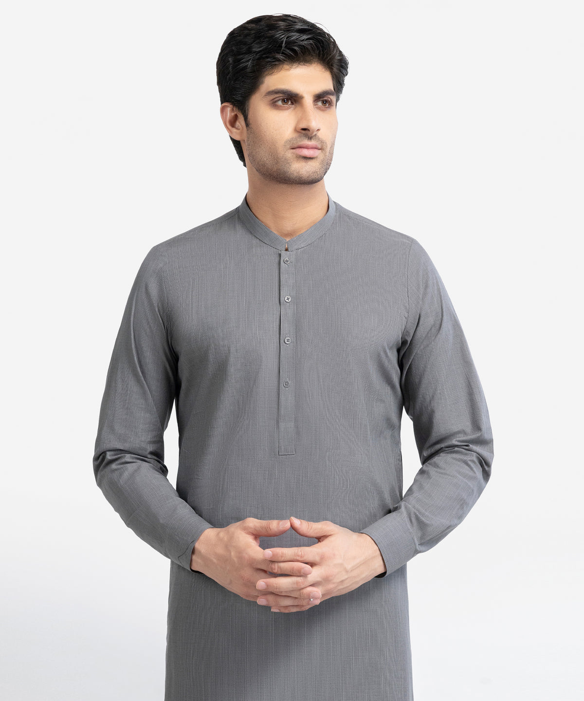 Stone Grey Cotton Unstitched Fabric