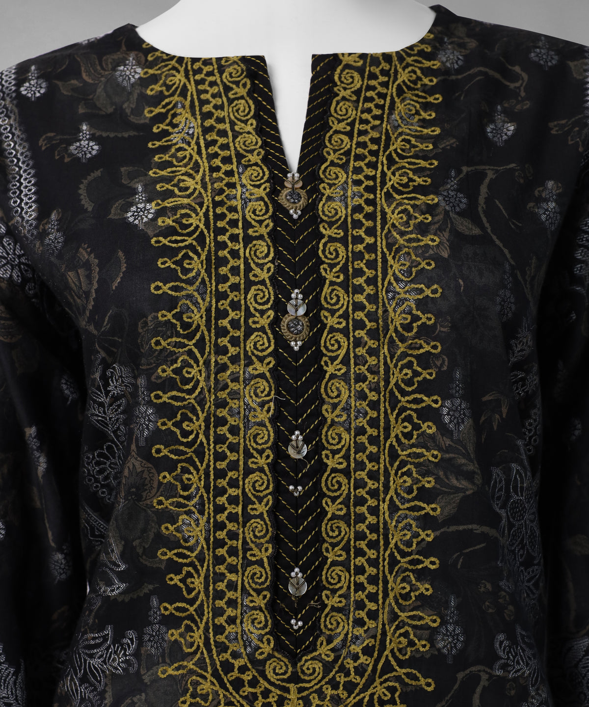Black Embroidered Jacquard Unstitched 3Pc