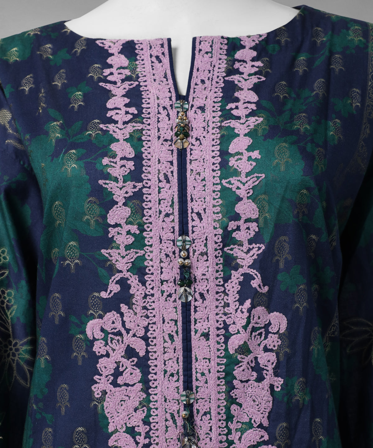 Blue Embroidered Jacquard Unstitched 3Pc