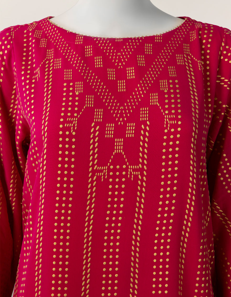 PINK BAMBER CHIFFON DYED STITCHED 3PC