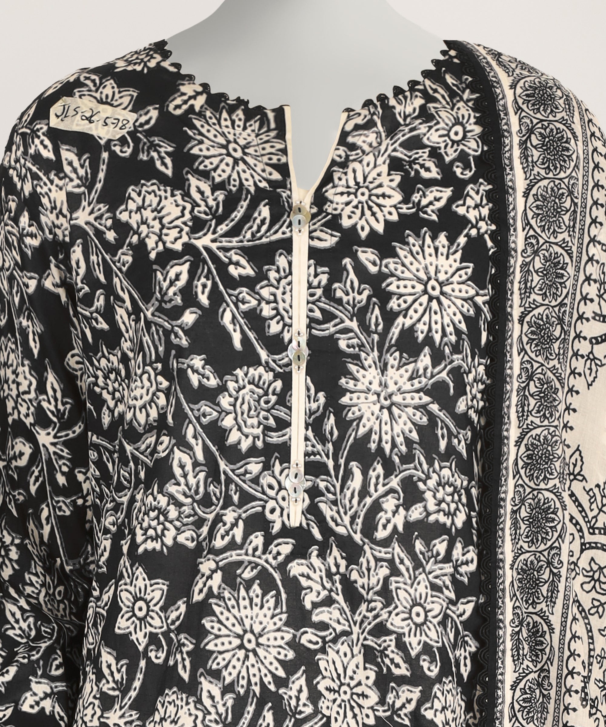 BLACK LAWN PRINTED STITCHED 3PC