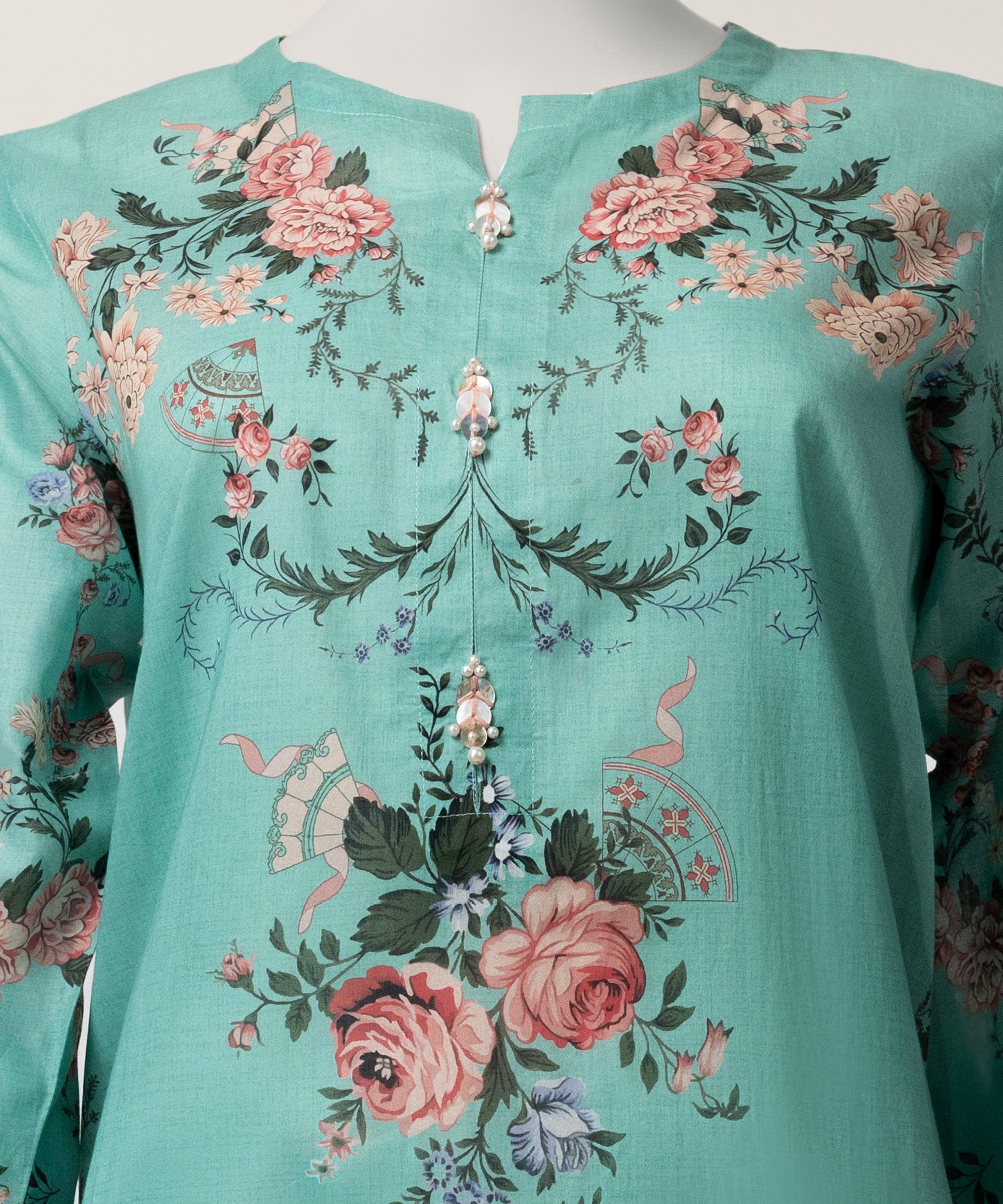 Aqua Green Lawn Digital Printed Stitched 3Pc