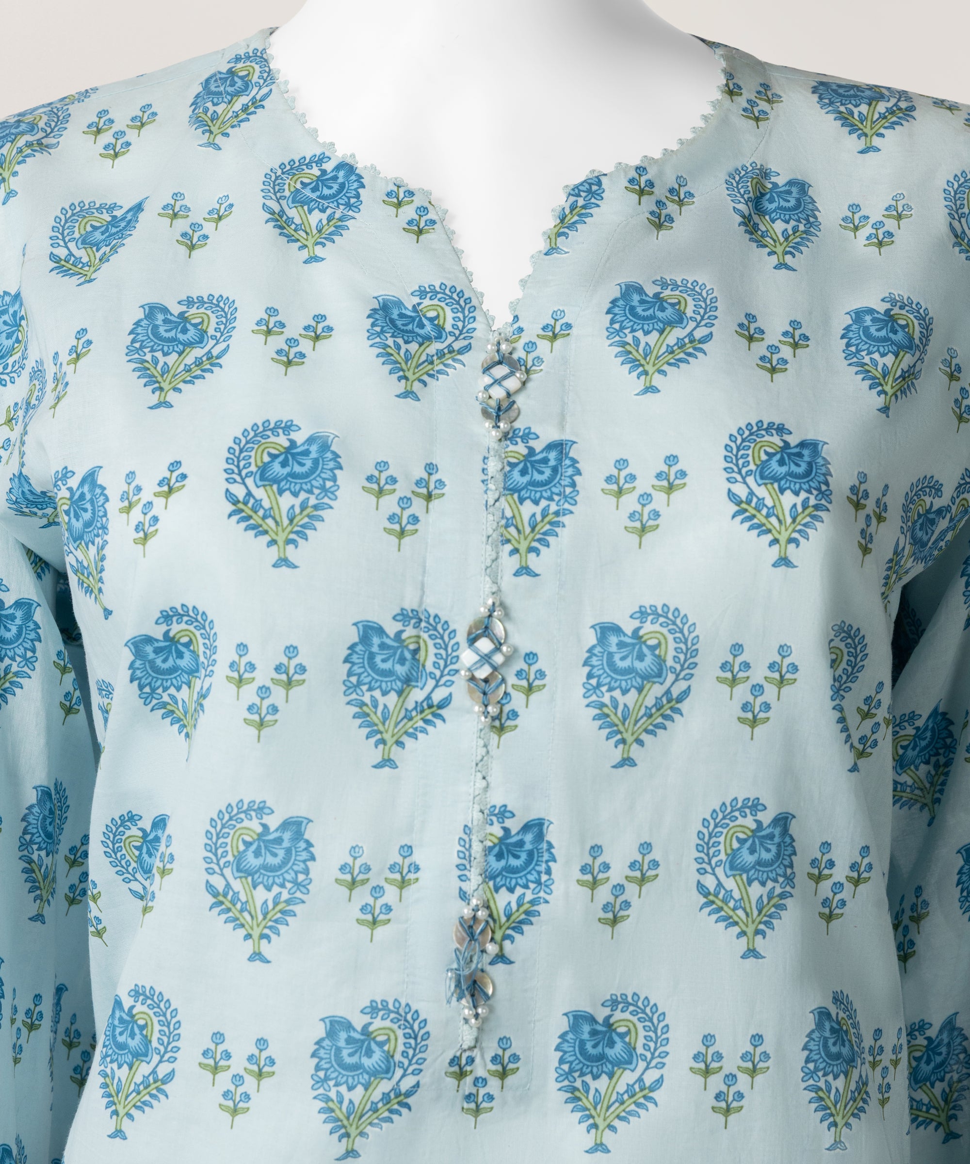 Sky Blue Lawn Printed Stitched 3Pc