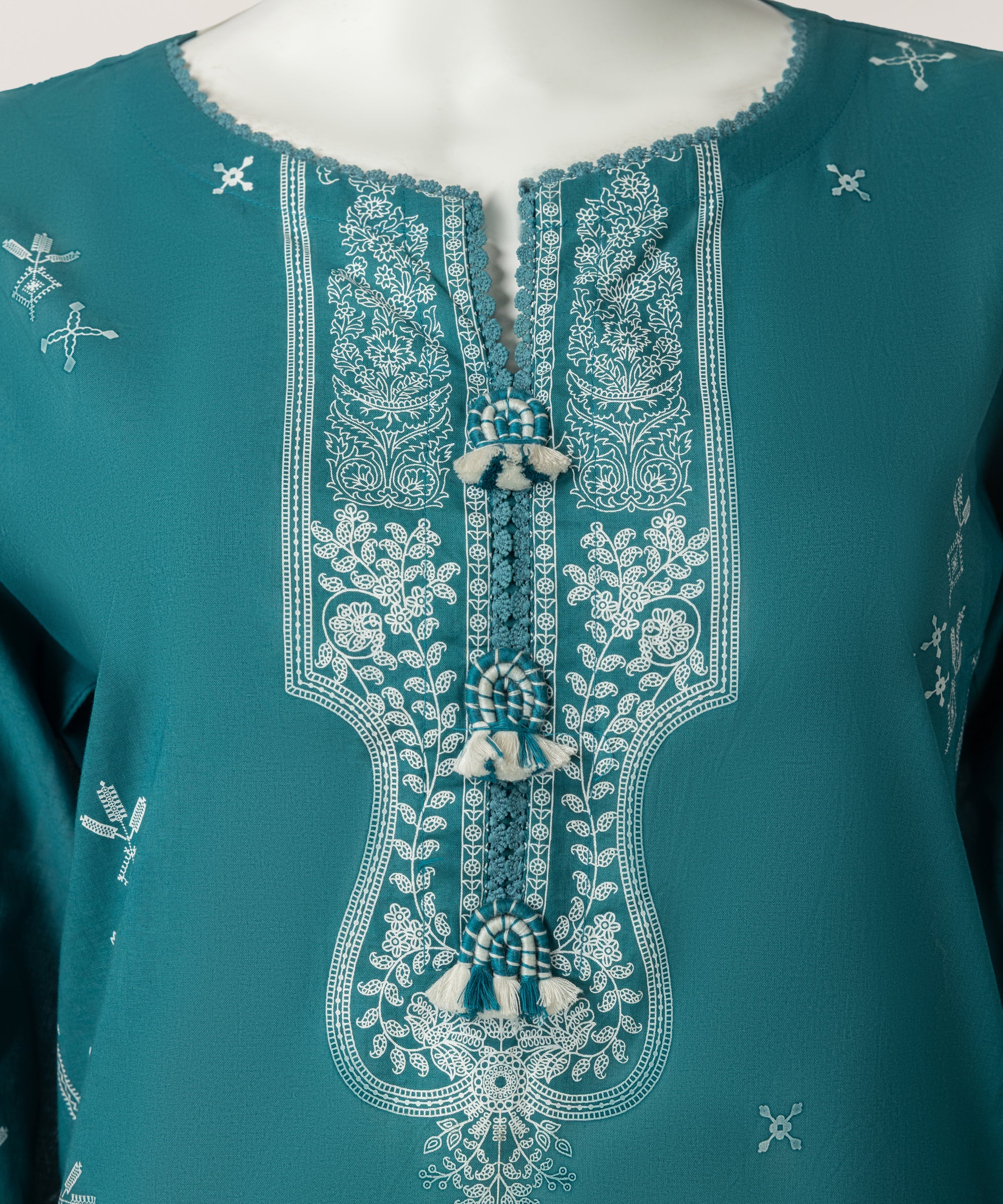 Teal Green Lawn Paste Printed Stitched 3Pc