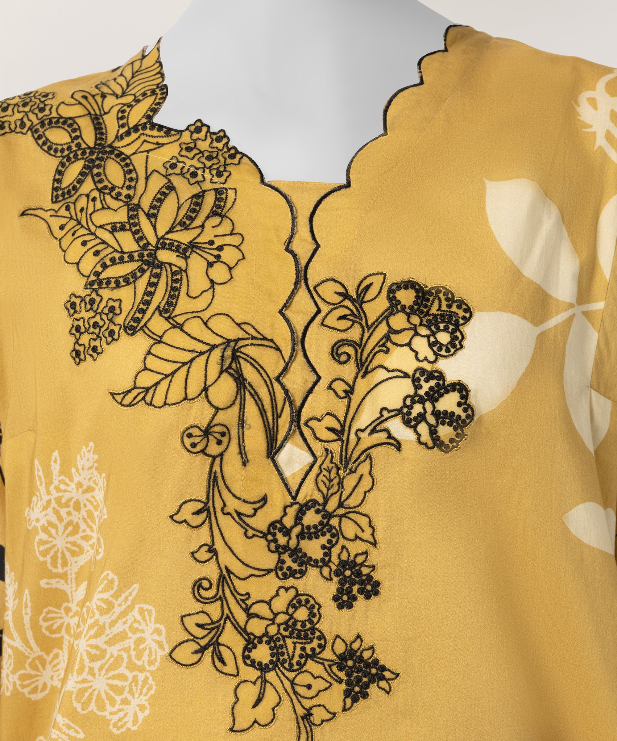 Yellow Lawn Embroidered Stitched 3Pc