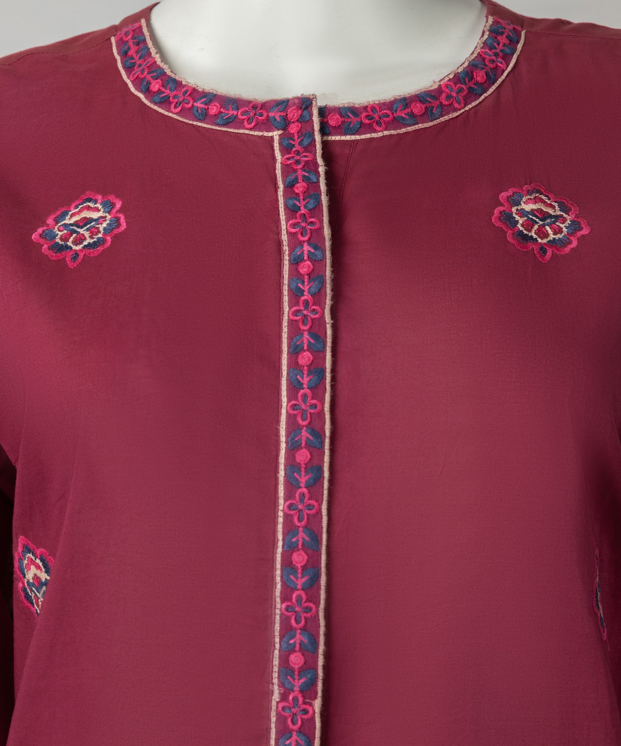 Magenta Jacquard Embroidered Stitched 3Pc