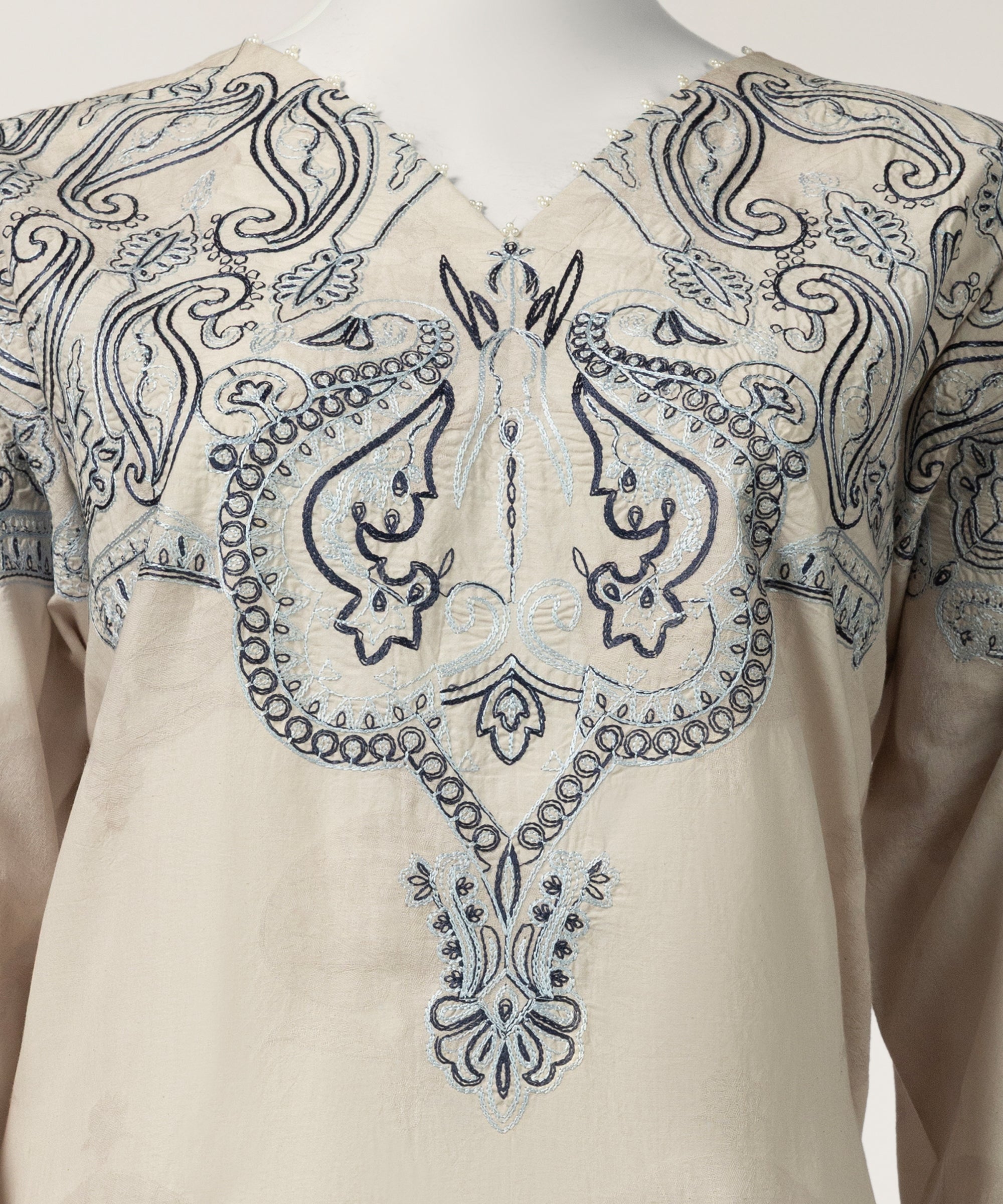 Light Grey Embroidered Stitched 3Pc