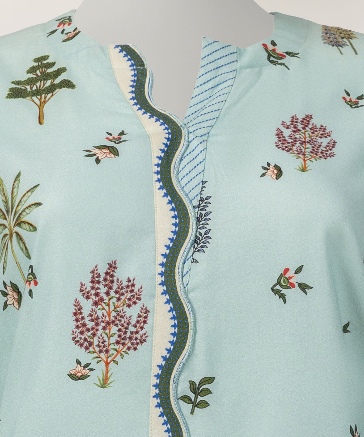 Sky Blue Viscose Digital Printed Stitched 3Pc