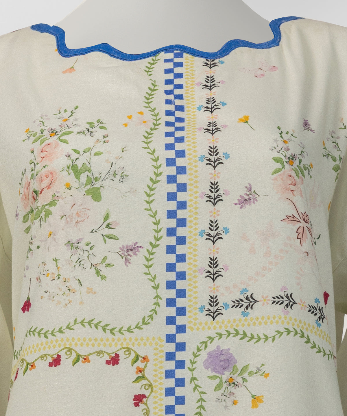 Off White Viscose Digital Printed Stitched 3Pc