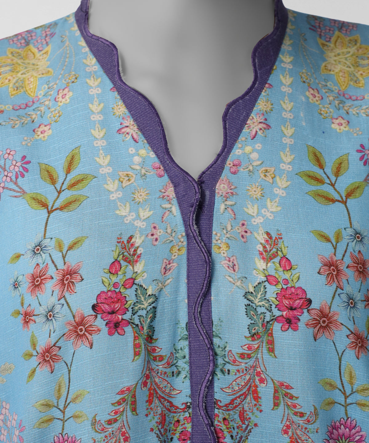 Blue Digital Printed Karandi Stitched 3Pc