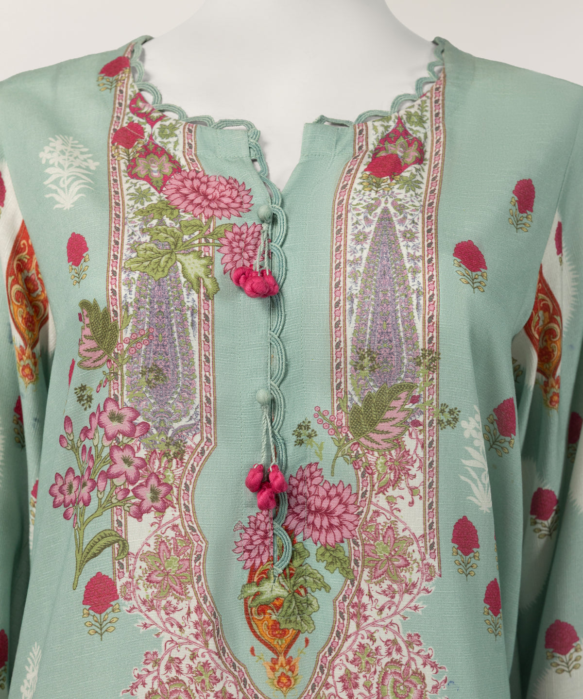 Green Digital Printed Karandi Stitched 3Pc