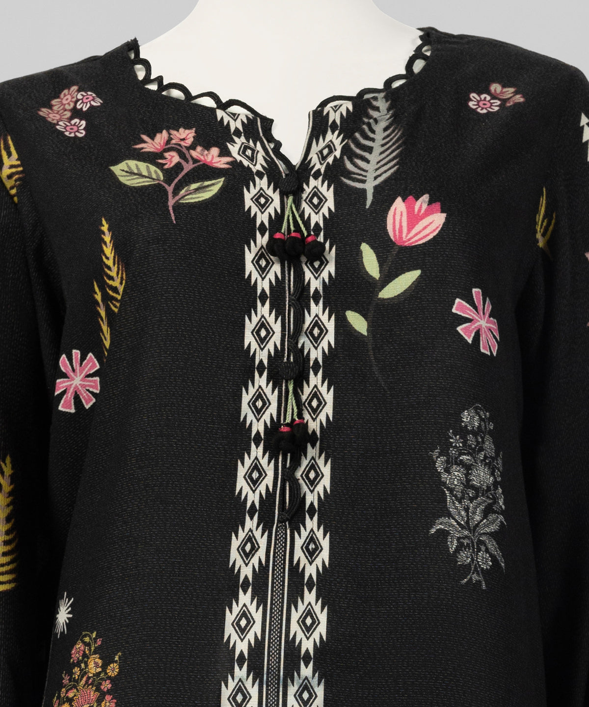 Black Digital Printed Karandi Stitched 3Pc