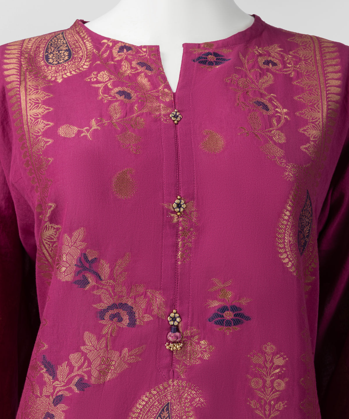 Pink Yarn Dyed Jacquard Stitched 3Pc