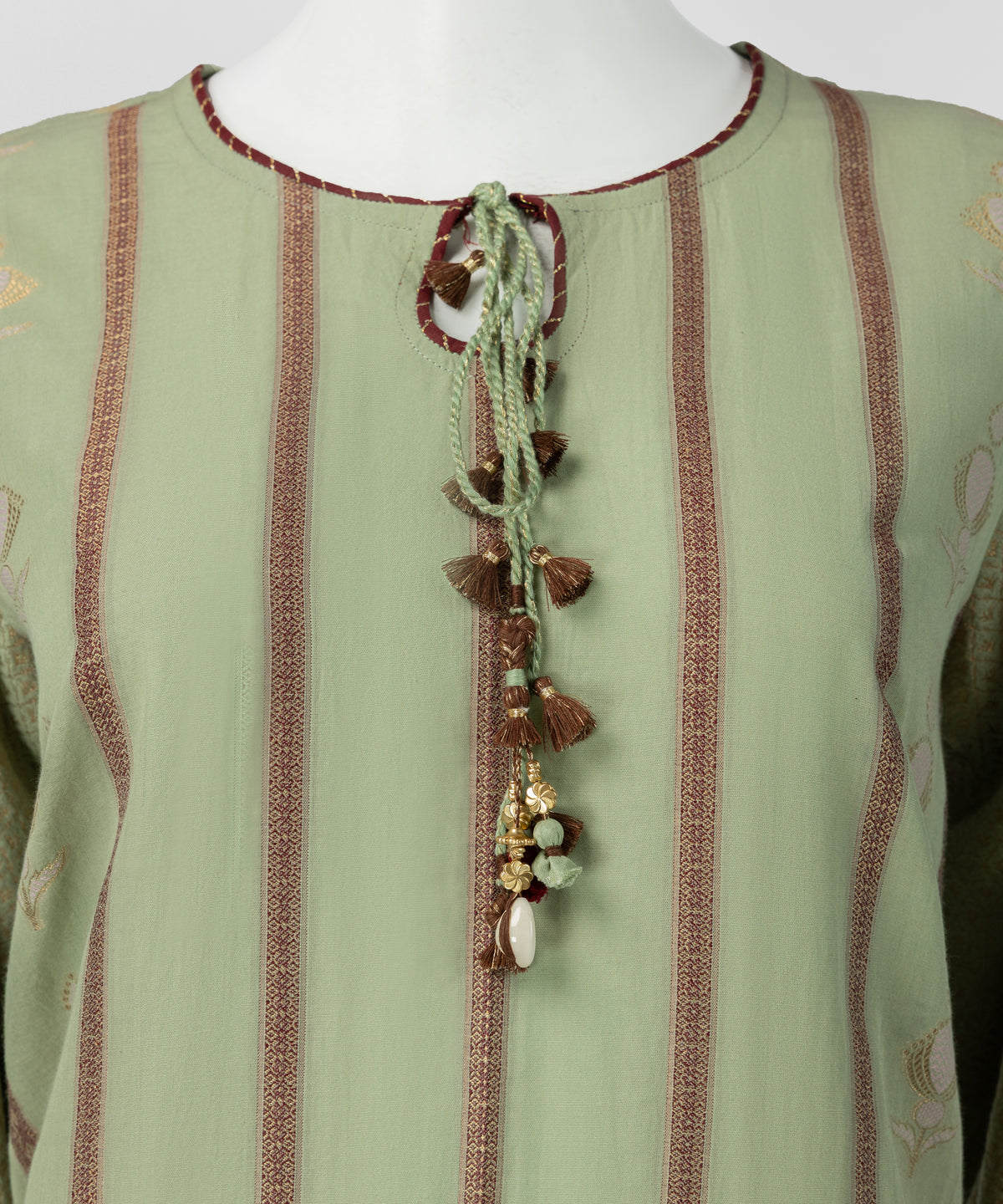 Light Green Yarn Dyed Jacquard Stitched 3Pc