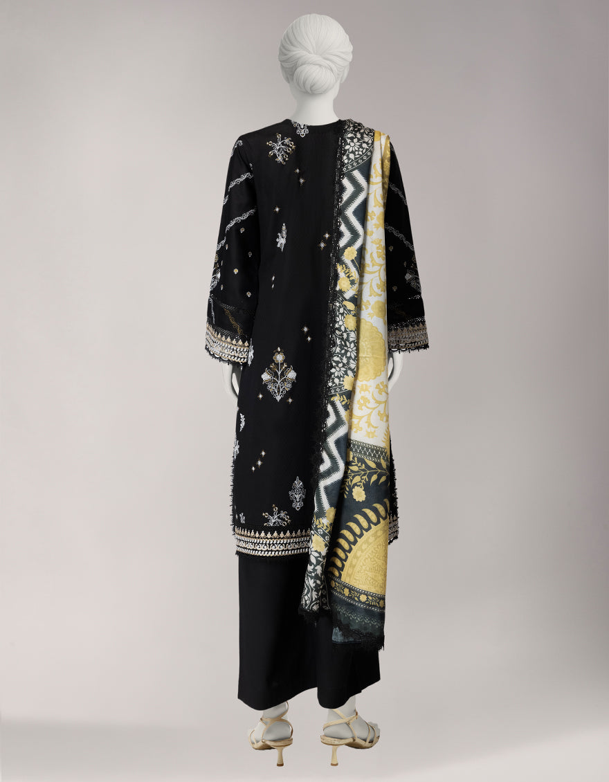 MULTICOLOR DOBBY EMBROIDERED UNSTITCHED 3PC