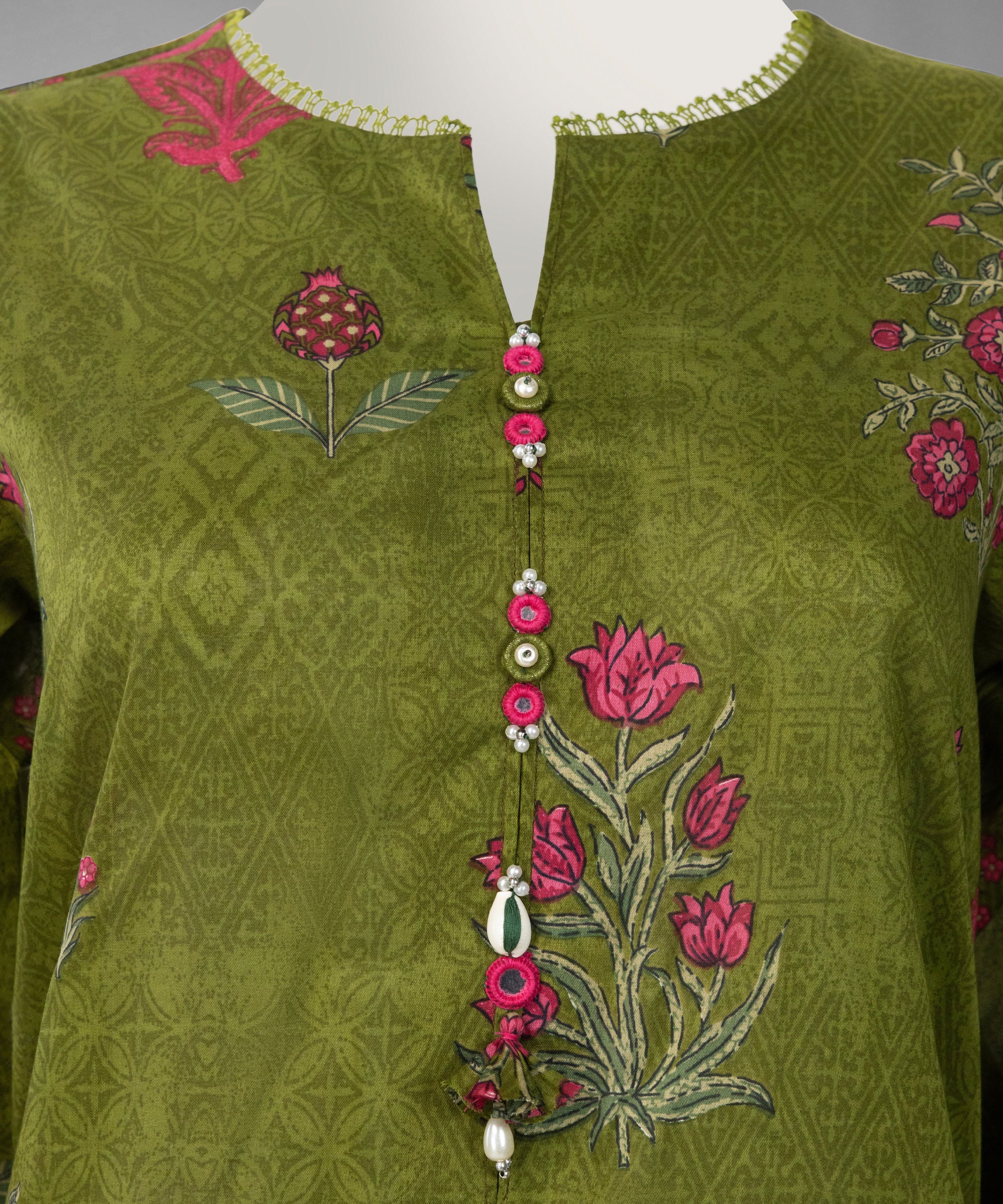 Green Lawn Printed Unstitched 3Pc