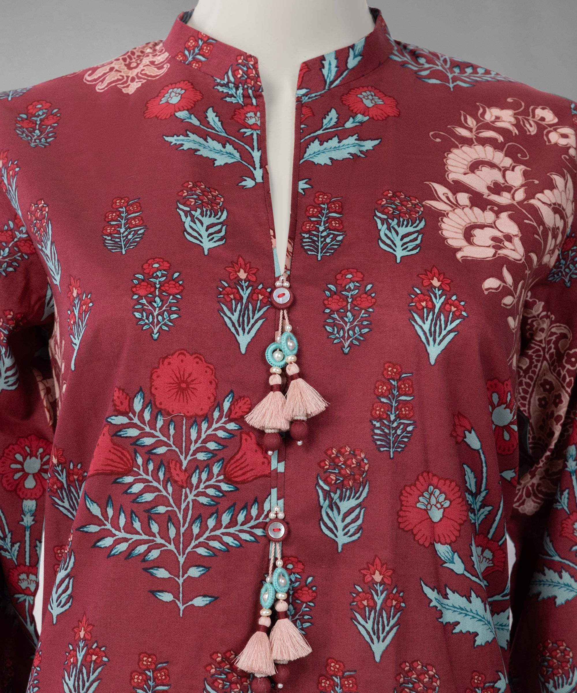Maroon Lawn Printed Unstitched 3Pc