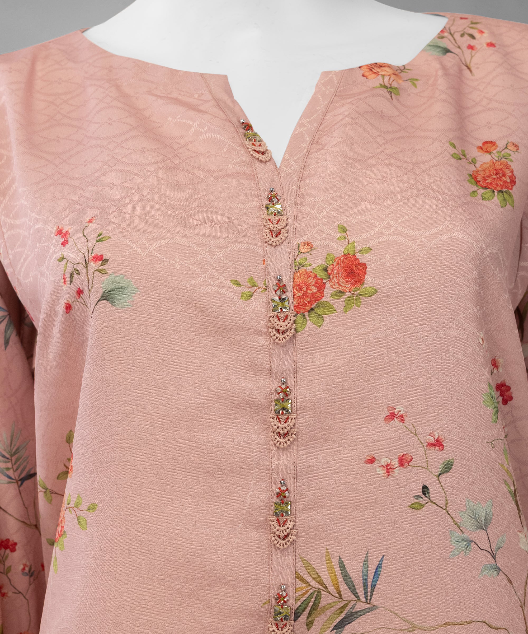 Pink Dobby Digital Printed Unstitched 3Pc