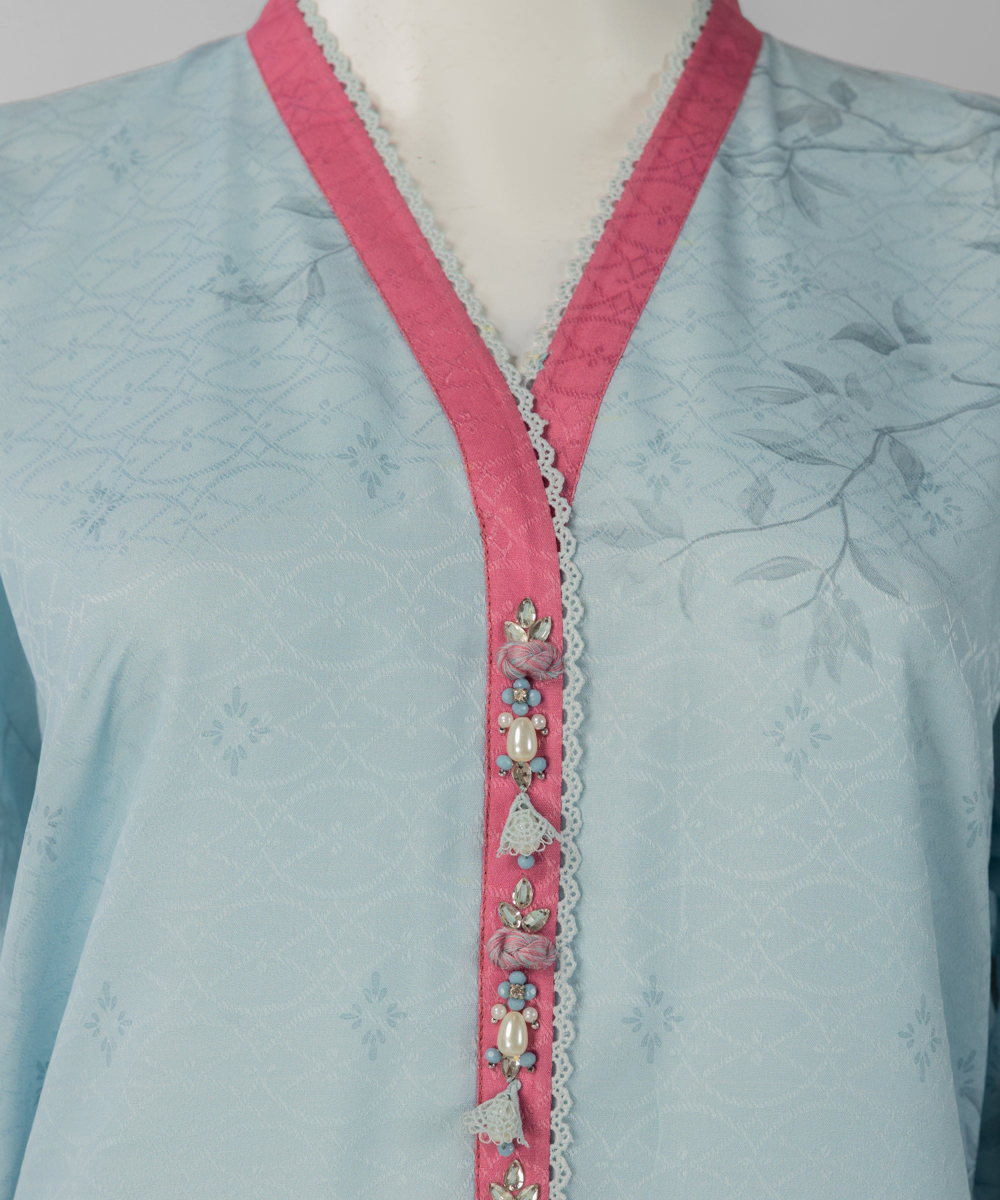 Blue Dobby Digital Printed Unstitched 3Pc