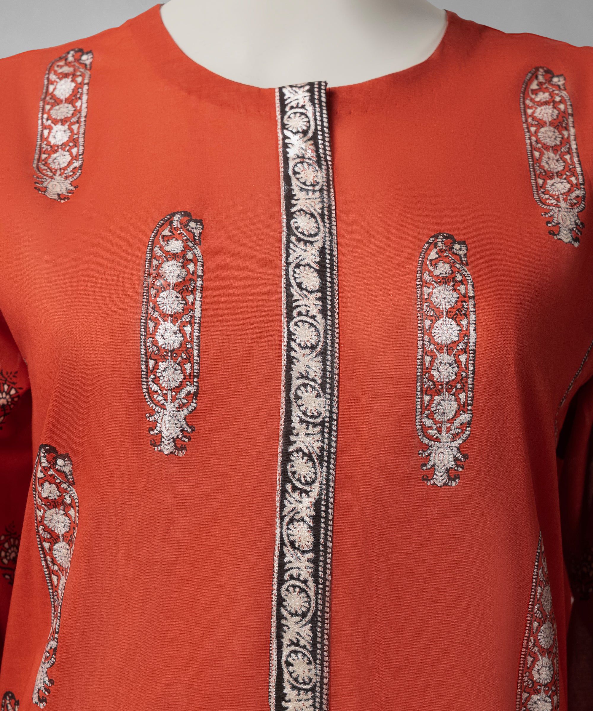 Rust Lawn Paste Printed Unstitched 3Pc