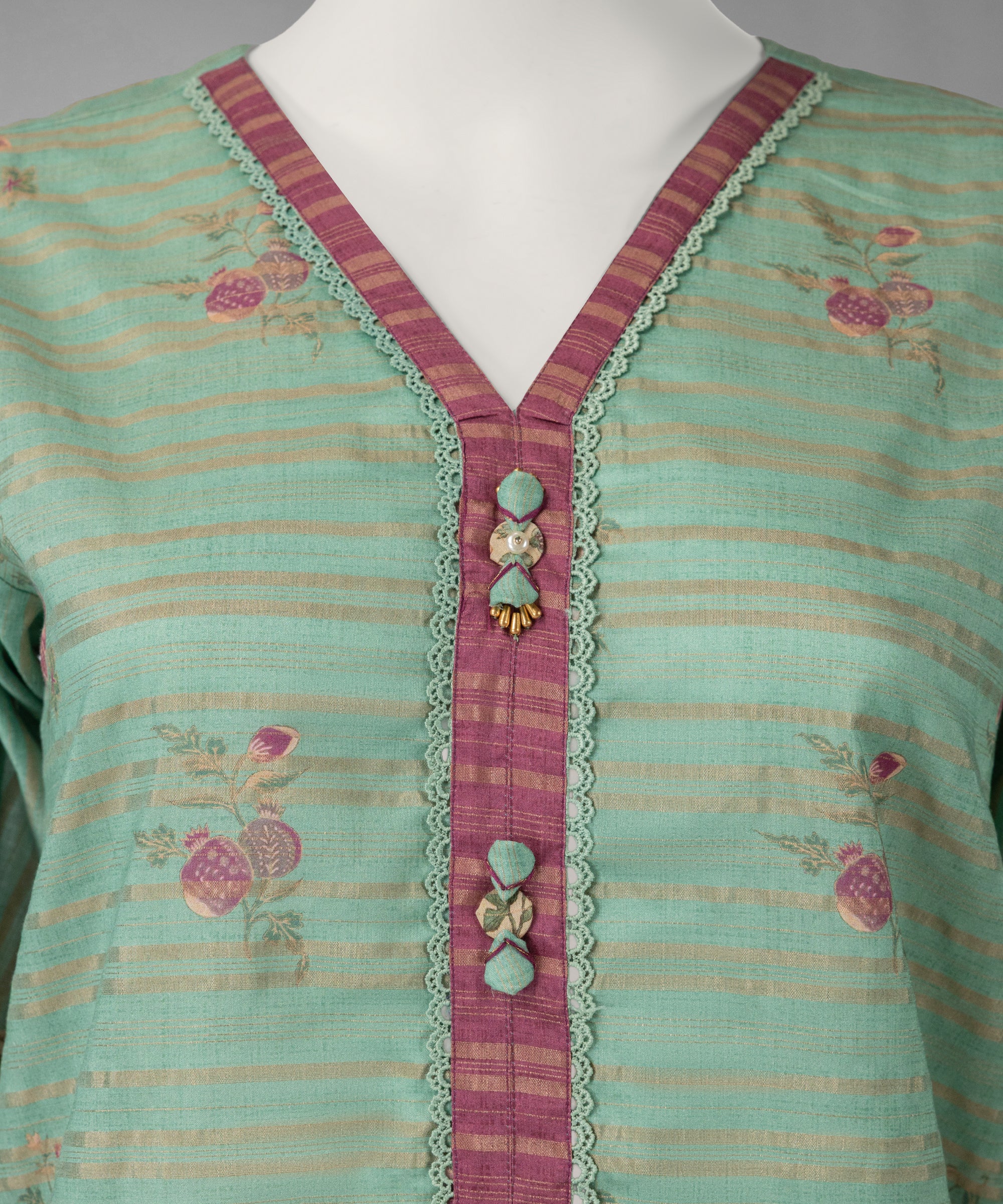 Green Jacquard Digital Printed Unstitched 3Pc