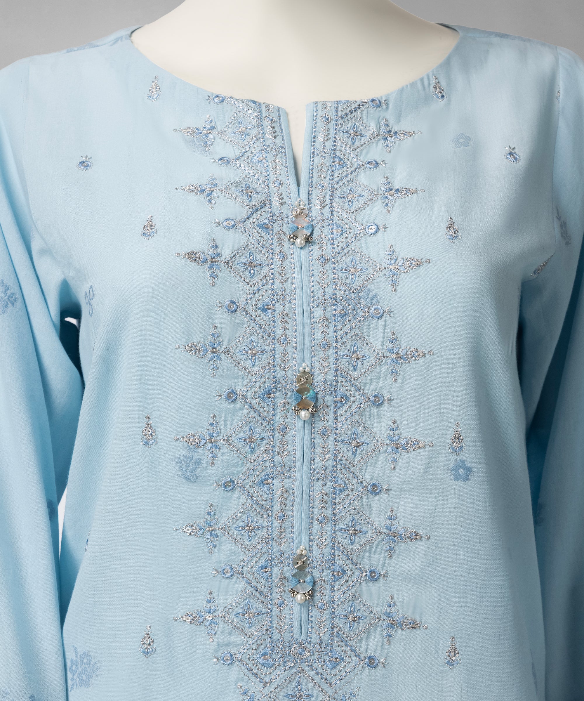 Blue Lawn Embroidered 3Pc