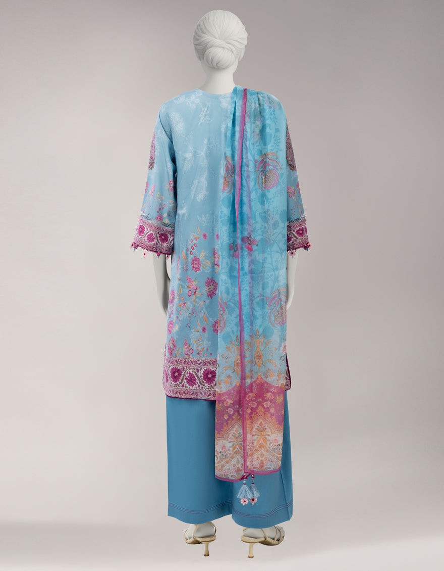 Multicolor Viscose Embroidered Unstitched 3Pc