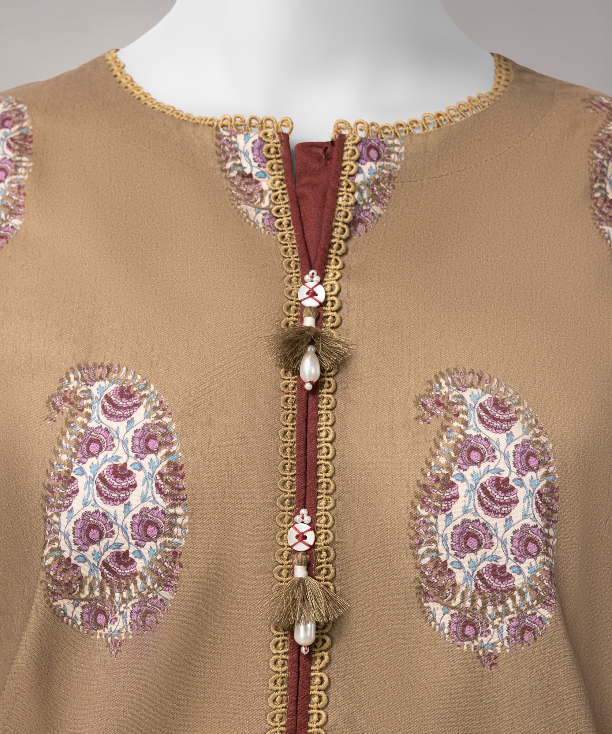 Brown Digital Printed Cambric Unstitched 3Pc