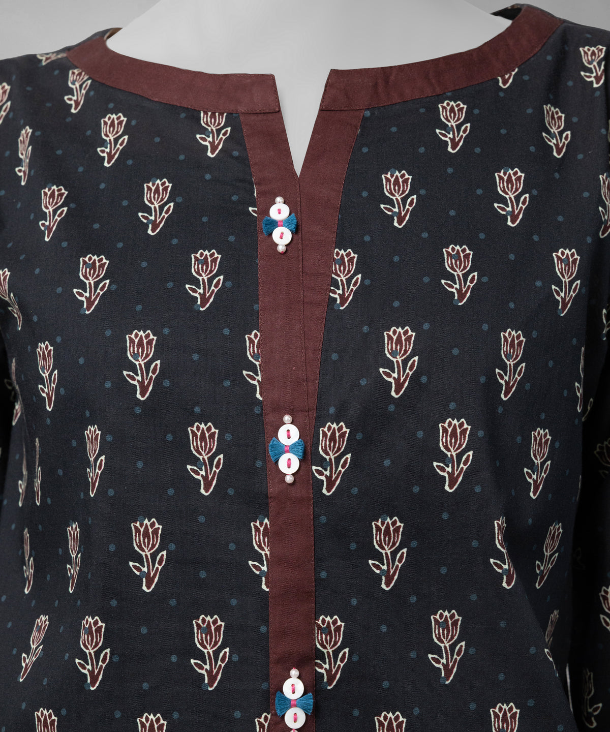 Blue Digital Printed Cambric Unstitched 3Pc