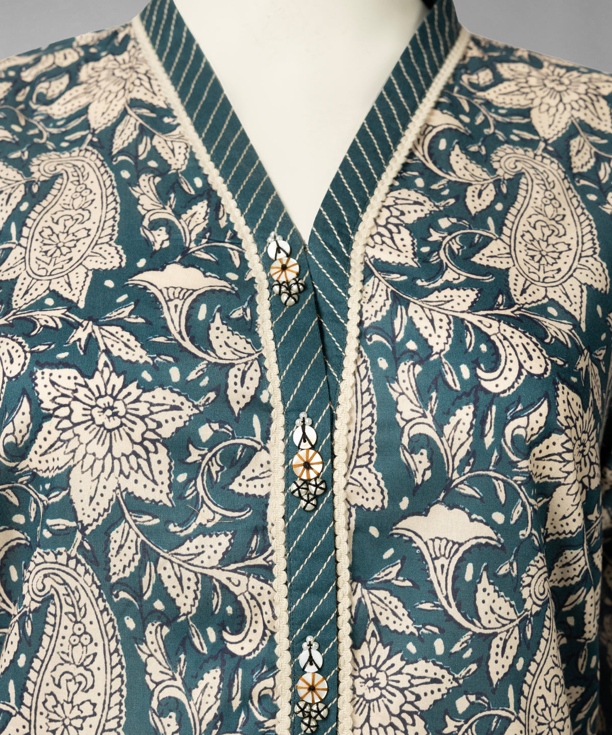Teal Digital Printed Cambric Unstitched 3Pc
