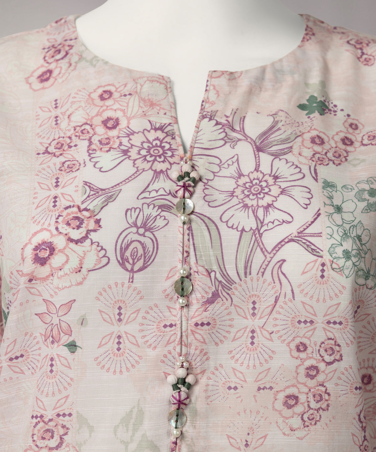 Peach Printed Khaddar Slub Unstitched 3Pc