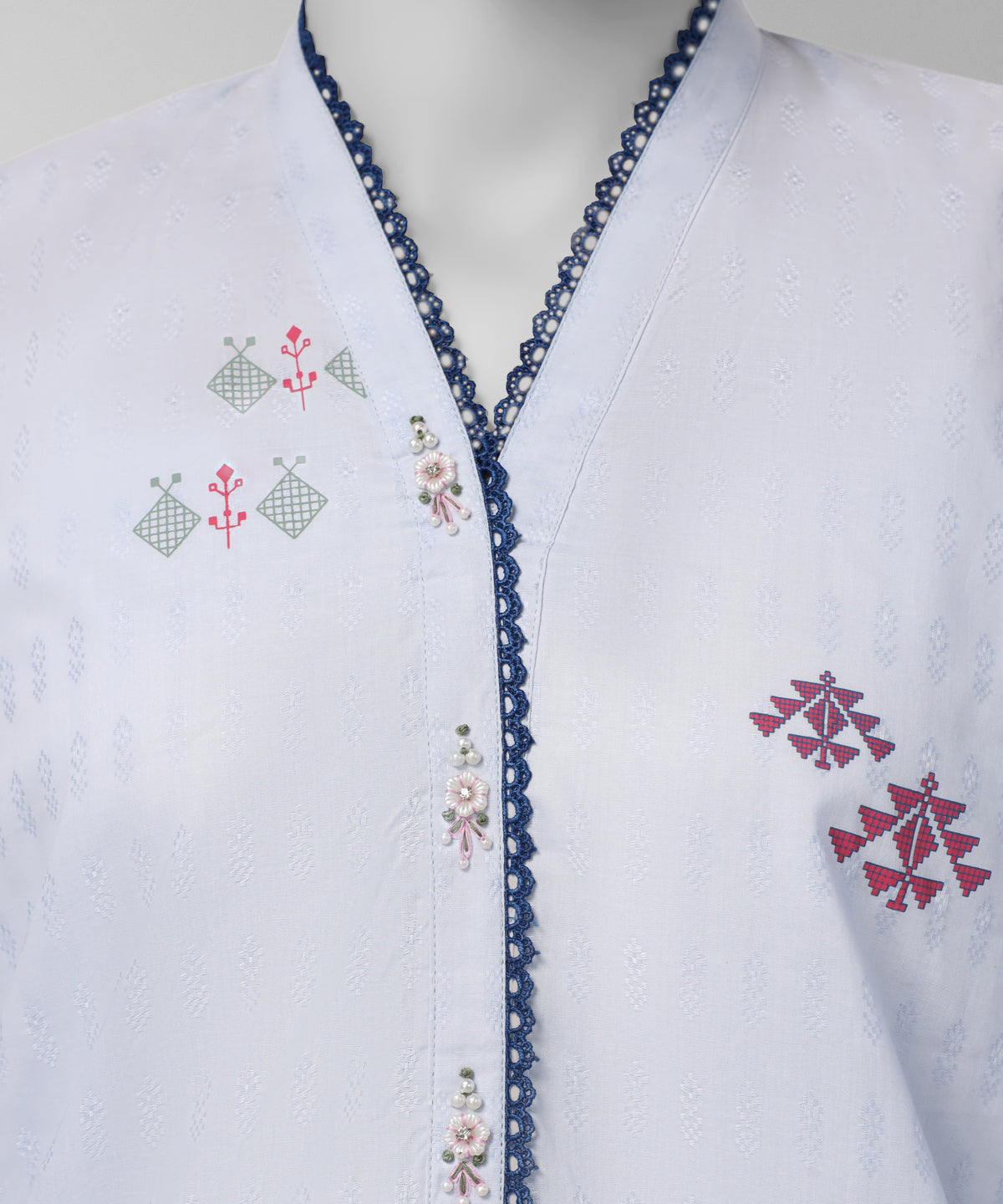 Light Blue Paste Printed Dobby Unstitched 3Pc