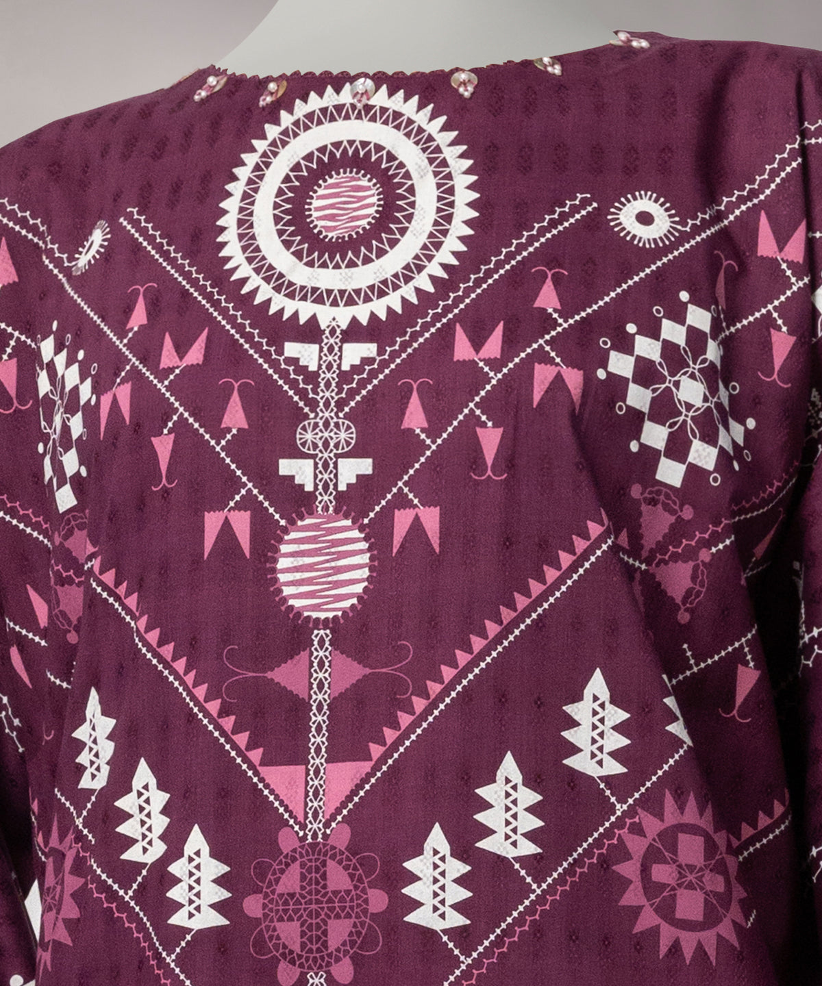 Magenta Paste Printed Dobby Unstitched 3Pc