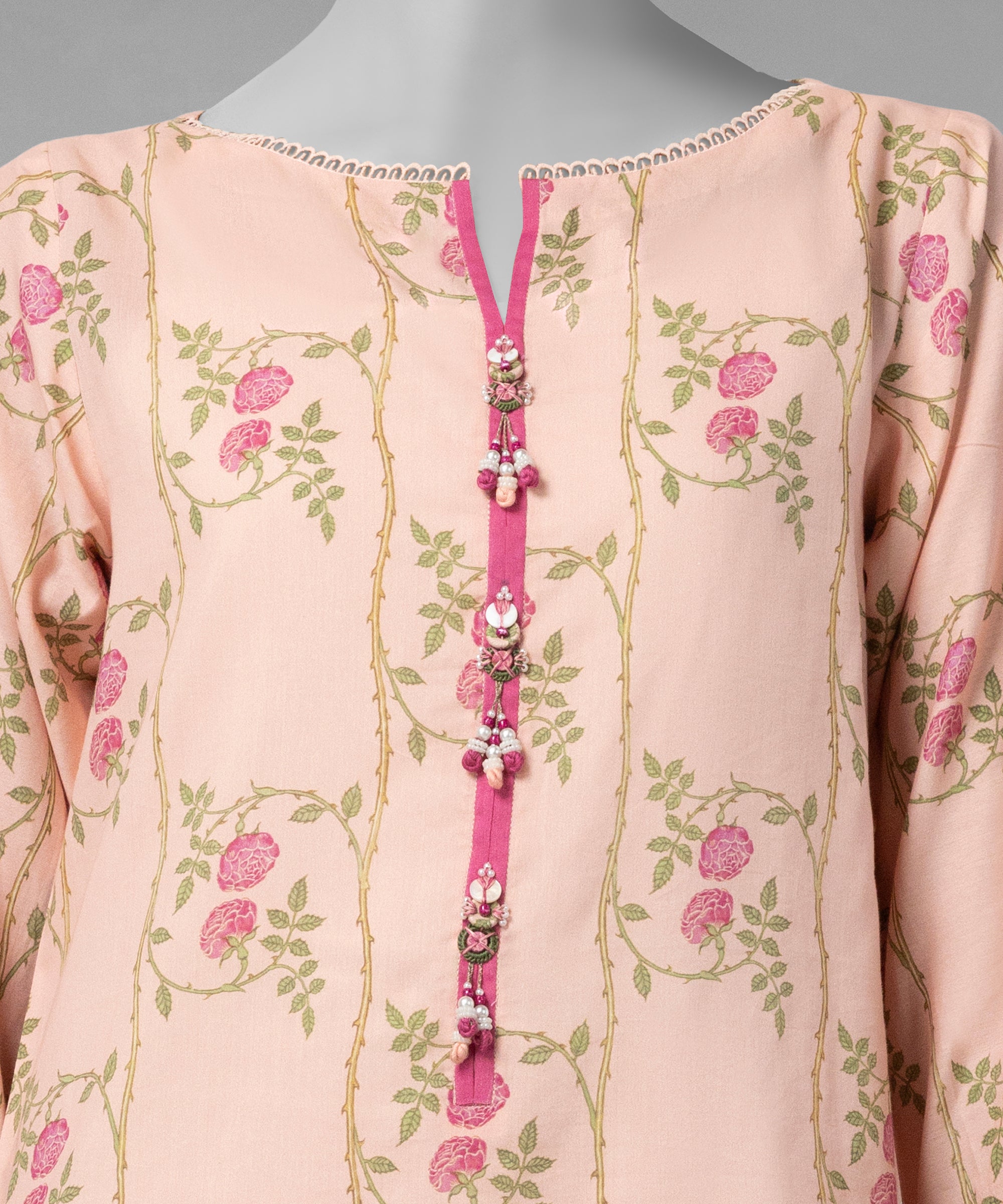 Pink Digital Printed Cotton Viscose Unstitched 3Pc