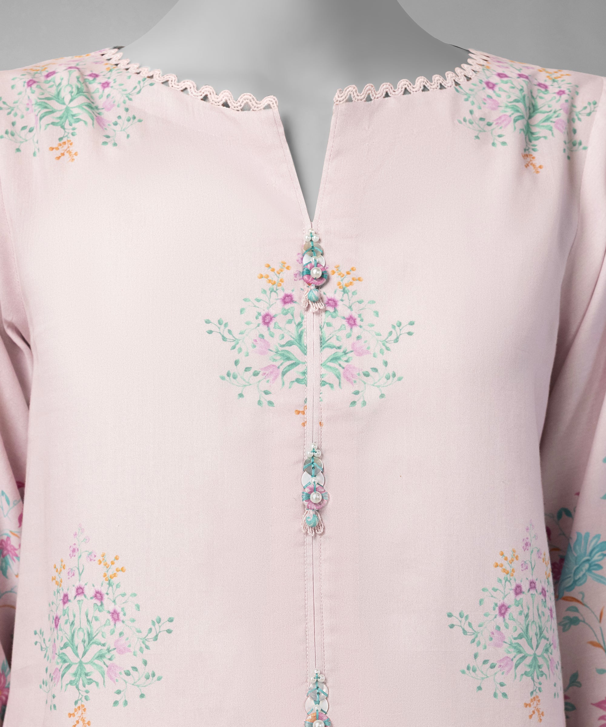 Light Pink Digital Printed Cotton Viscose Unstitched 3Pc