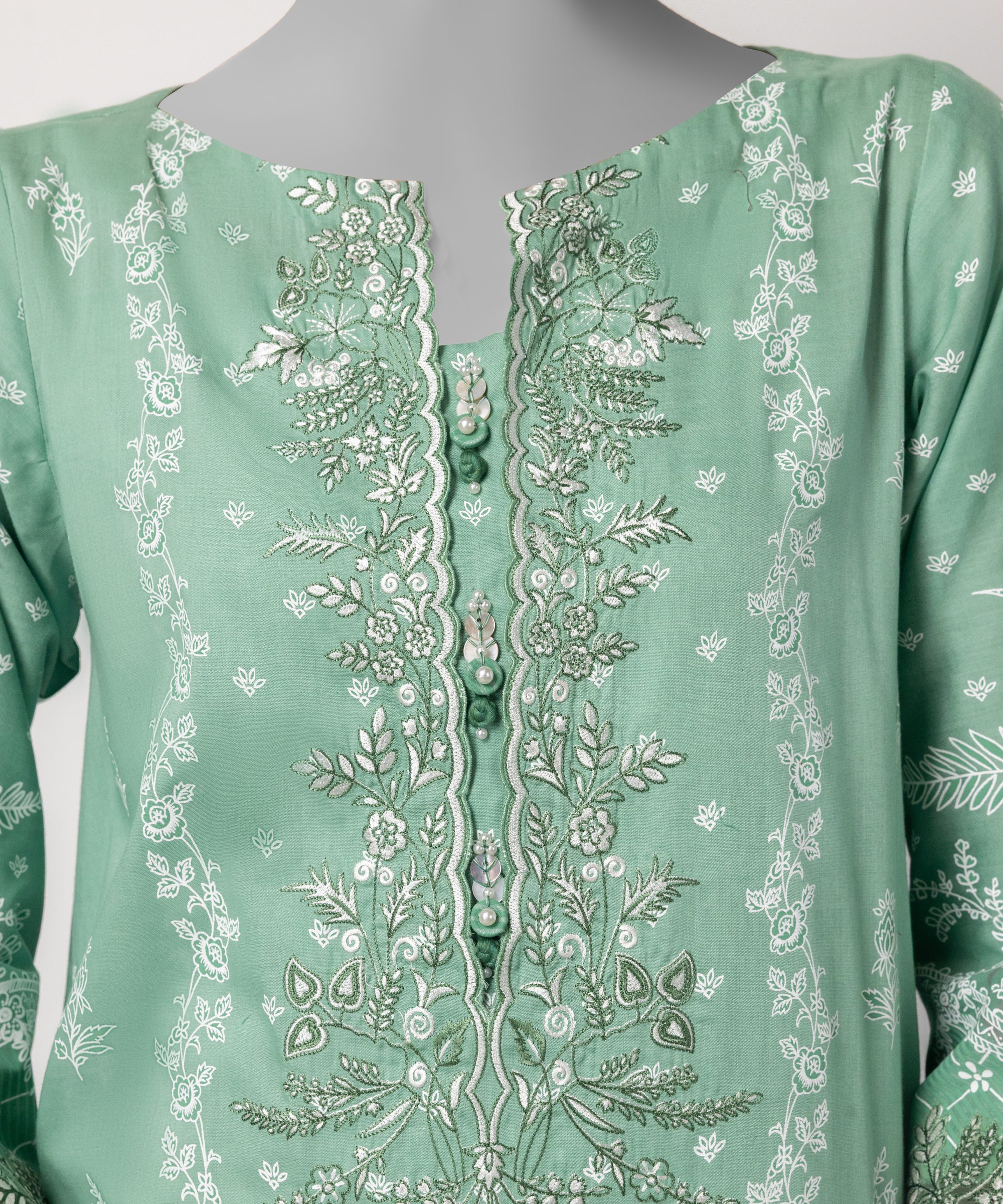 Green Embroidered Liminal Unstitched 3Pc