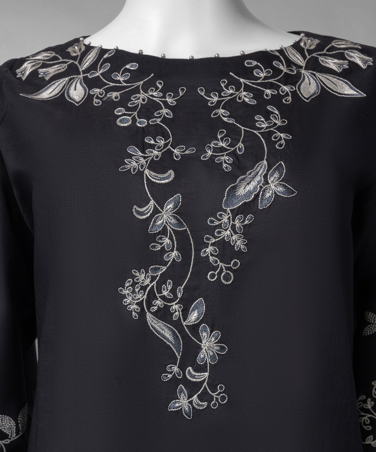 Black Embroidered Liminal Unstitched 3Pc