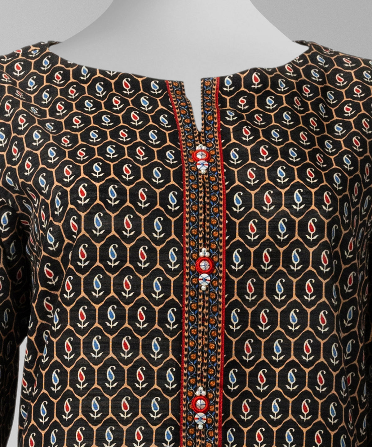 Grey Embroidered Khaddar Slub Unstitched 3Pc