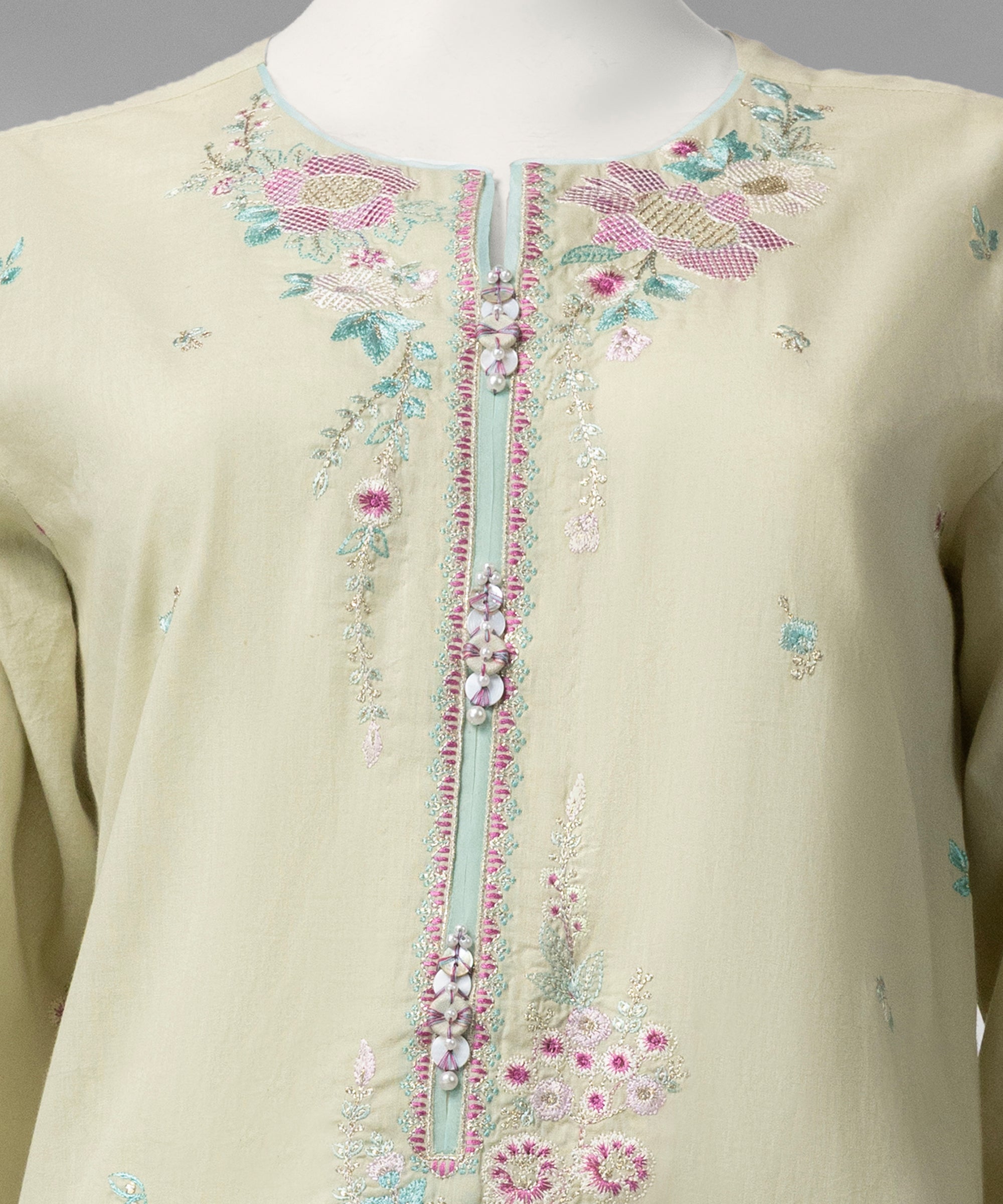 Green Embroidered Liminal Unstitched 3Pc
